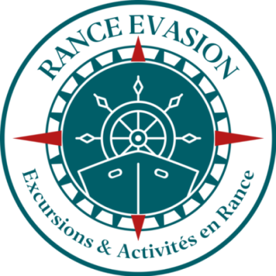 Logo with ship wheel, compass, and text 'Rance Evasion, Excursions & Activités en Rance'.